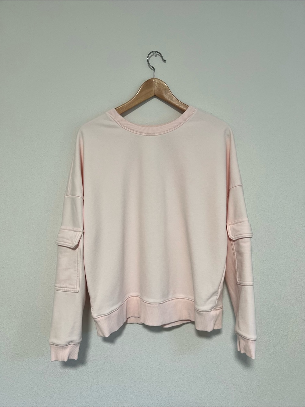 Fabletics Nyla Cargo Light Pink Frost Crewneck Sweatshirt